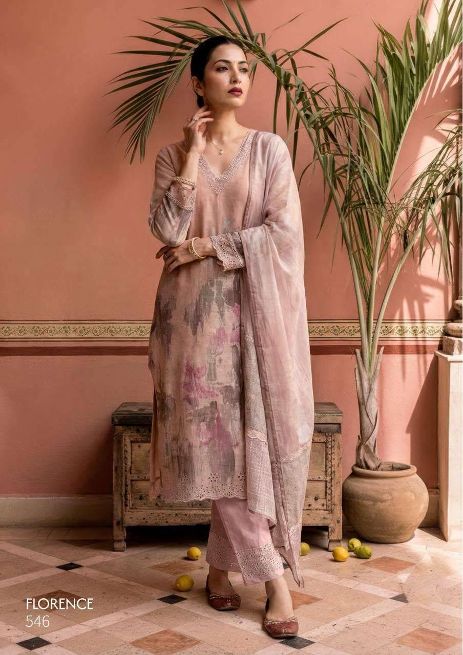 FLORENCE By T&M 515 TO 521 Beautiful Festive Suits Stylish Colorful Fancy Casual Wear Organdy Digital Print Dresses At Wholesale Price